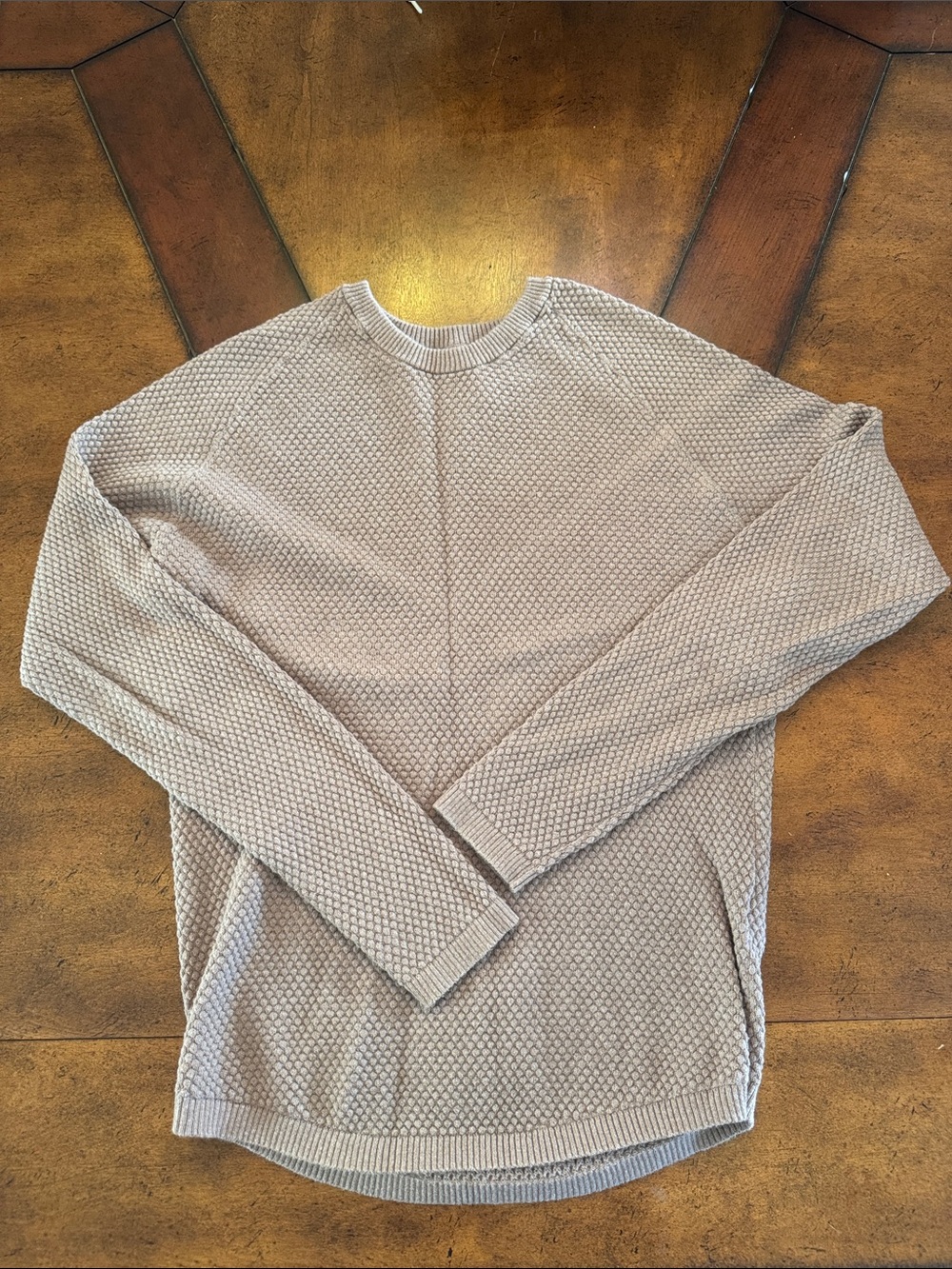 Men's Crewneck Textured Sweater in Light Taupe